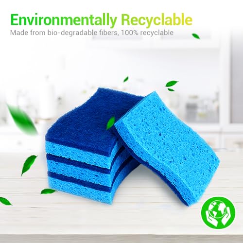 AIDEA Non Scratch Scrub Sponge, 24Count, Sponges for Dishes, Sponges Kitchen, Cleaning Sponge, Cleans Fast Without Scratching, Stands Up to Stuck-on Grime, Cleaning Power for Everyday Jobs - color: Blue