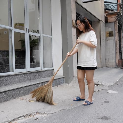 Vietnamese Natural Soft Broom - Broom Grass Handmade Broom Witch Broom Bamboo 57.08 inch Length, 19.69 inch Width - style: Style Basic