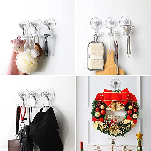 Teletrogy Large Suction Cup Hooks Shower Razor Holder - 2 Pack Heavy Duty Reusable Vacuum Shower Hook, Damage Free Wall Hooks for Bathroom Kitchen Towel Loofah Sponge Key Shaver Bathrobe Wreath - size: 2 Pack