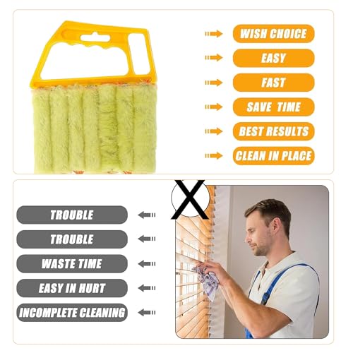 Handheld Window Blind Cleaner Duster Tool for Venetian Blinds Air Vents and Window Tracks Yellow Variant - color: Yellow