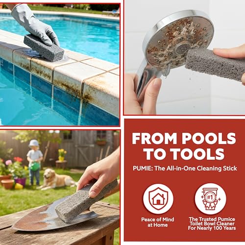 6-Pack PUMIE HDW Scouring Stick for Toilet Bowl Cleaning, Cleans Toilet Bowl Hard Water Rings, Buildups, Rust & Tough Stains, Perfect Pumice Stone for Cleaning Bathtub, Pools, Kitchens, Sinks & Grills - size: 6 Count (Pack of 1)