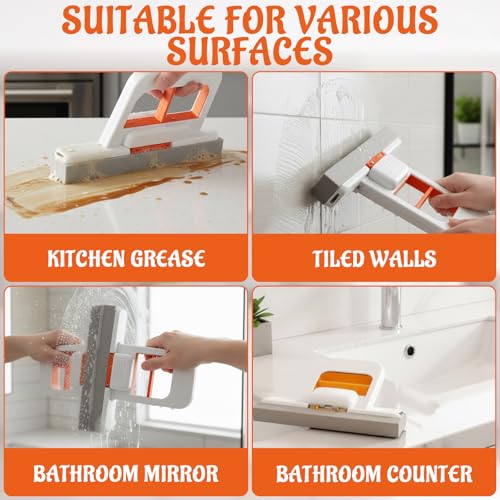 Mini Foldable Desktop Mop, 8-Piece Cleaning Supplies Set for Small Spaces, Includes 2 Mops and 6 Replaceable Heads, Ideal for Kitchen Counter, Bathroom, and Car Interior Cleaning