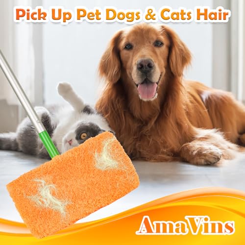 AmaVins 5 Pack Reusable Microfiber Mop Pads Compatible with Swiffer Sweeper, Wet and Dry Flat Cover, Washable Pads for Surface/Hardwood Floor Cleaning (Mop is Not Included) - color: Orange 5 Pack