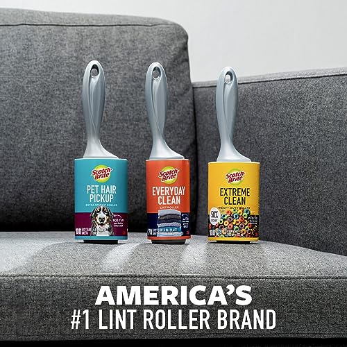 Scotch-Brite Pet Hair Pickup Extra Sticky Lint Roller, Designed for Removing Fur + Fluff on Couches, Clothes, Dog and Cat Beds, & More, 2 Pack, 140 Easy - Tear Adhesive Sheets Total