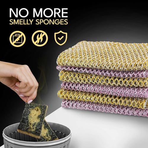The Crown Choice Heavy Duty Non-Scratch Dish Scrubbers for Cleaning Dishes & Pots (6Pcs) - Replace Kitchen Sponges for Dishwashing with Our Scouring Pads - Try Our Alternative Dish Washing Scrub - color: 3pk Scourer (6pcs)