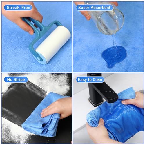 Newwiee 3 Pcs Extra Large Microfiber Cleaning Cloth 30" x 20" Washable Reusable Microfiber Towel Streak Free Lint Free Cloth for Cleaning Home Glass Office Window Bathrooms (Blue) - color: Blue