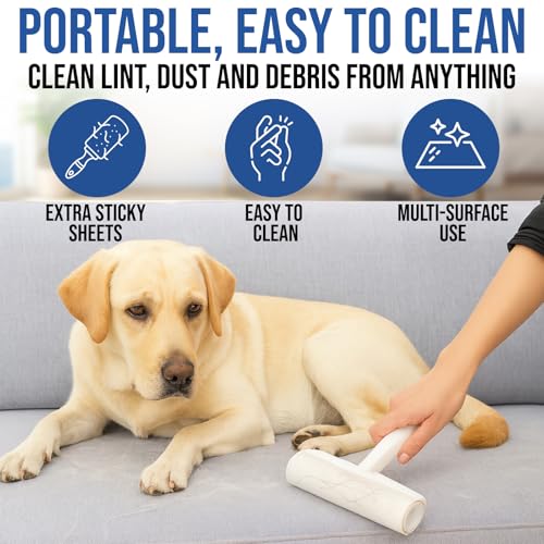 Lint Roller Refills – 9.45 Inch Wide – Lint Rollers for Pet Hair Extra Sticky Refills – Ideal for Furniture, Clothes, Bedding - 5 Pack 450 Sheets - size: Refills - 9.45" - 450 Sheets