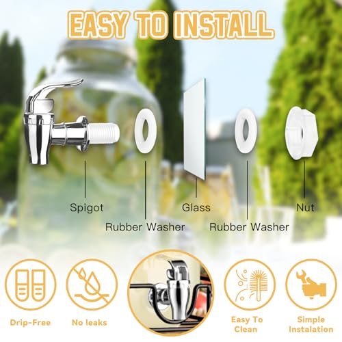 2 Gallon Glass Drink Dispensers For Parties,Lemonade Beverage Dispenser With Stand And Spigot For BBQ, Picnic, Party,Laundry Detergent Dispenser - size: 2 Gallon Double With Stand