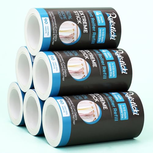 4 inch Lint Roller Refills for Evercare Extreme Stick All Purpose Lint Roller Standard Sticky Roller Refills 6 Pack 90 Sheets per Refill 540 Sheets Total (Inside Dia. 1 1/2 inch) - size: 4 inch (1.5'' ID)