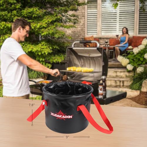 XUDAKAIXIN Grill Brush Collapsible Water Bucket for Grill Cleaning, Camping, and Outdoor Activities (Only Water Bucket No Grill Brush)-Black - style: XUDAKAIXIN Water Bucket