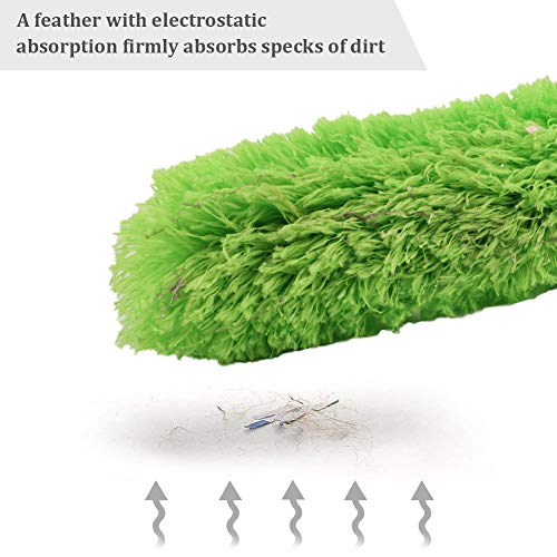 DELUX Microfiber Feather Duster Extendable Duster with 100 inches Extra Long Pole, Bendable Head & Long Handle Dusters for Cleaning Ceiling Fan, High Ceiling, Blinds, Furniture & Cars Green - color: Green