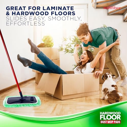 Millifiber Floor Duster Refills 15x8 Inches, 3-Pack (Mop Not Included) | Reusable microfiber duster covers, replacement heads, hair & dust mopping cloths - color: Dry Duster (Green), size: 3 Count (Pack of 1)