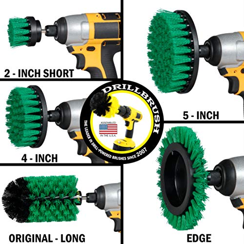 Rotating Nylon Spin Scrubber - Grout and Oven Cleaner Brush Set - Kitchen Cleaning Supplies - Gap Cleaning Brush Kit- Stainless Steel Appliances - Washing Machine, Microwave, Air Fryer & Wall Cleaner - color: Green