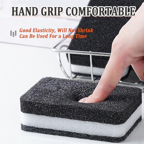 Taeku Natural Kitchen Sponge, 6 Pack Heavy Duty Scrub Cellulose Sponge Premium Multifunction Eco Friendly Cleaning Sponges for Dishes (Black) - color: Black