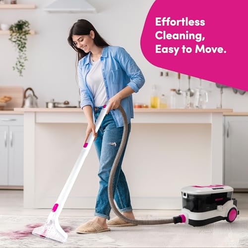 WECLEAN C4 Portable Carpet Cleaner Machine, Stand Up Upholstery Cleaner with 18KPa Powerful Suction, 800W Spot Cleaner for Pet Stains, Carpet, Rug, Couch and Car Interior, Dual Tank System, Pink - color: Pink