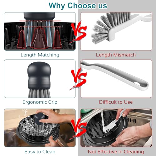Mini Dish Brush for Cleaning Chicken Shredder, Palm Brush Dish Scrubber with Ergonomic Grip, Kitchen Brush for Washing Dishes, Pans, Pots, Sink (1, Gray) - color: Gray