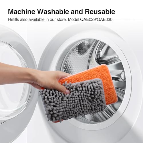 Ceiling Fan Cleaner Duster with 80" Stainless Steel Extendable Pole, 6-in-1 High Reach Fan Duster for Ceiling Fan Blades with 4 Reusable Mop Pads for Fan, Wall, Floor, Blind, Baseboard & Window