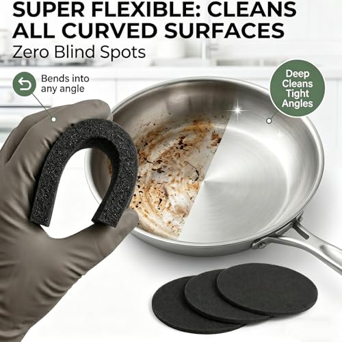 3PCS Stainless Steel Sponge, Heavy Duty Emery Sponges for Burnt-On Stain Removal, Zero Chemicals, Reusable Cleaning Sponges for Stainless Steel Cookware, Pots, Pans & Grills