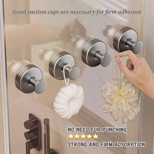 Kairsya Towel Hooks for Bathroom No Drill, Suction Cup Hooks for Shower Waterproof, Adhesive Wall Hooks for Glass Tile Marble Stainless Steel, 2 Pack Silver - color: Silver White