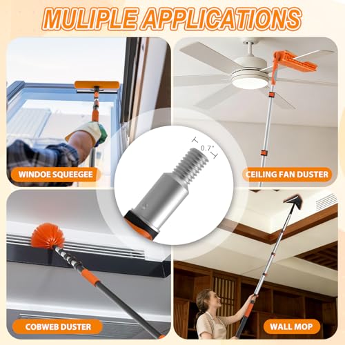 SISUPASSIE Telescoping Extension Pole, Reach to 26FT Telescoping Pole Multi-Purpose 5-20FT Lightweight, Sturdy with Universal Twist-on Metal Tip Extendable for Dusting Painting Window Cleaning - size: 20FT