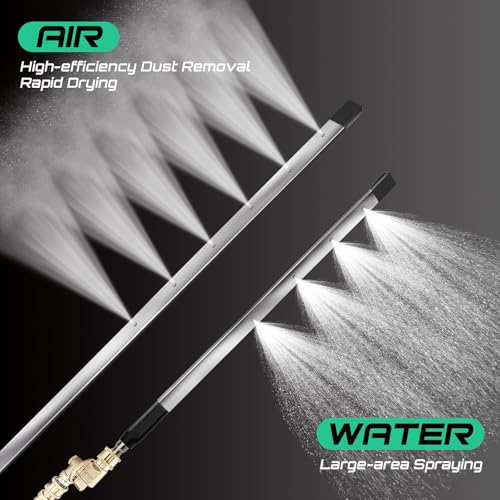 24 Inch Radiator Cleaning Wand, 4500 PSI Stainless Steel Radiator Cleaner Wand with Quick Connector, Dual Water & Air Blow Gun Adapter for Trucks, RVs, Heavy Equipment Pressure Washer - size: 24"(60cm) Wands