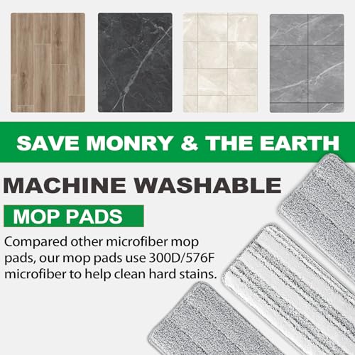 Flat Mop Pads, 3 Pack 13" X 4.9" Microfiber Mop Pad/Refill/Head, Mop Pads Washable Microfiber Squeeze Cleaning Mop Heads Replacement - White and Grey - color: 3 Pack - White and Grey