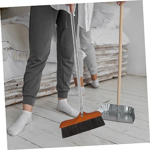 SECFOU Stainless Steel Handle Long Handle Broom Soft Bristle Office Broom Sweeper Dust Remover