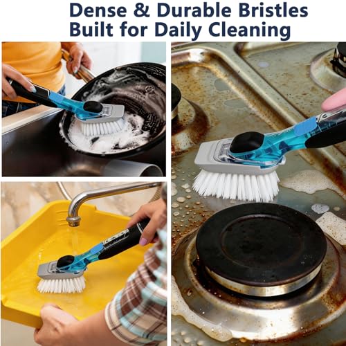 4 Pack Brush Refills for OXO Dish Brush, Brush Head Replacement OXO Dish Brush Replacement Head(Grey Square) - color: Gray