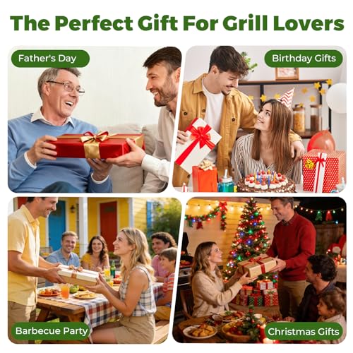 Electric BBQ Grill Brush, 1800 RPM Heavy Grill Cleaning Brush with 1 Replacement Head & LED Light, 304 Stainless Head, Grill Cleaner for Outdoor Grill with No Bristle Shedding, Gift for Men/Dad