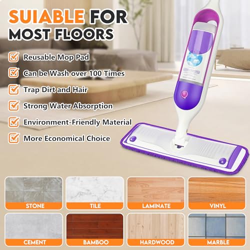 Reusable Mop Pads Compatible with Swiffer PowerMop, Microfiber Pads Replacement Washable Refills Pads for Dry Wet Cleaning, Spray Mops Pads Floor Mop Head for Hardwood Cleaning, 7 Pack