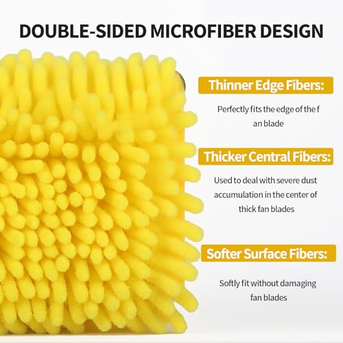 High Ceiling Fan Cleaner Duster for Fans Blades Cleaner with 78.7in Extension Pole Extra Long Handle Cleaning Tool,Reusable Chenille & Microfiber Mop Head for Baseboard Wall Floor Window Glass Wiper
