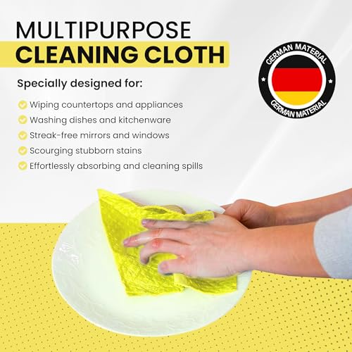 Swedish DishCloths - 10 Pack (Yellow), (German Material) Reusable Cellulose Sponge Cloth for Kitchen - Household, Highly Absorbent, No-Odor Dishcloth - color: 003 Yellow