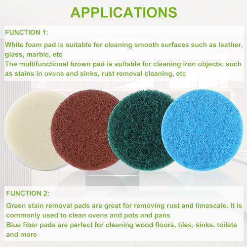 16pcs Electric Cleaning Brush Pad Set 4 Foam Pads 4 Kitchen Mats 4 Heavy Duty Pads 4 Microfibre Pads fit for Bosch Home/Garden 6033 Battery Cleaning Brush - size: Blue Green White Red