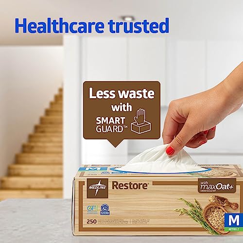 Medline Restore Nitrile Exam Gloves, 230 Count, X-Large, Powder Free, Disposable, Colloidal Oatmeal to Soothe Hands, Strong, Tear Resistant for Medical Tasks, Household Chores and More - size: X-Large (Pack of 230)