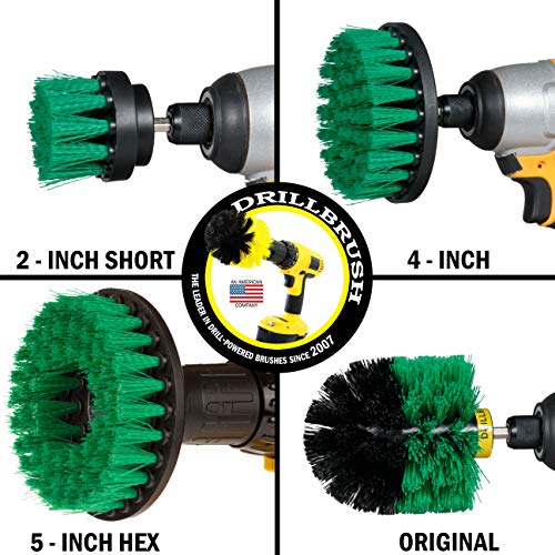 Drillbrush 4 Piece Bundle - Add a 5-inch Flat hex Shaft Brush to Our 3 Piece Drill Brush Kitchen Scrubbing Kit