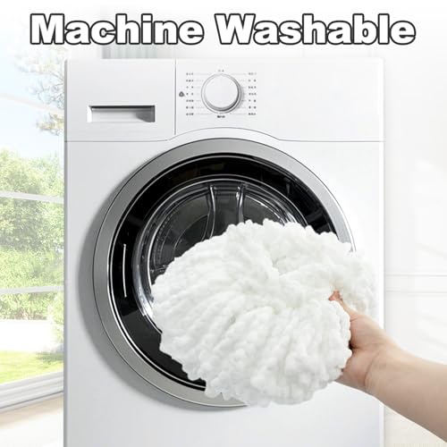Mop Heads Replacement for Ocedar, Mop Replace Head for Ocedar EasyWring 1 Tank, Microfiber Spin Mop Refills, Include 4 Spin Mop Replacement Head Deep Cleaning Machine Washable with 2 Scrubber Mop Head - color: White&green