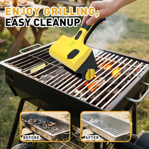 Power Grill Cleaner with Dual Brushes & Water Spray - Cordless Electric Grill Brush for Outdoor Grill, 2600mAh Fast Charge Battery and No Shedding Bristles Design