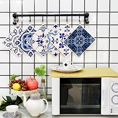 Swedish Dish Clothes Pack of 6, Reusable, Absorbent Hand Towels for Kitchen, Bathroom and Cleaning Counters - Blue Cellulose Sponge Cloth - color: Blue
