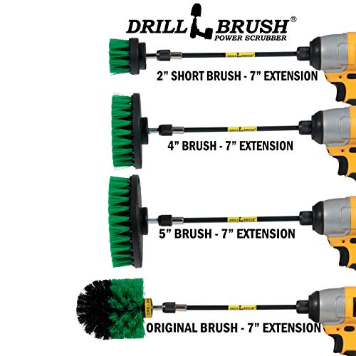 Kitchen Cleaning Supplies - Drill Brush Set with Extension - Counter Scrubbing Brushes, Stove Cleaning Tools - Oven Spot Cleaning Tool - Home Sink Scrubbing Brush Set - Cast Iron Pot Cleaning Brushes - color: Green