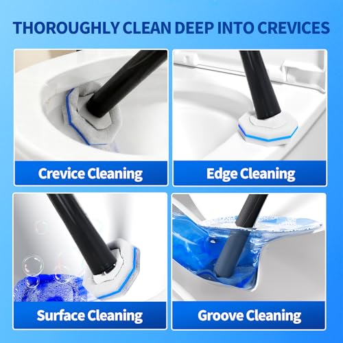 Disposable Toilet Bowl Brush with 36 Toilet Wand Refills Pads Replacement Heads, Toilet Cleaning Stick,Toilet Bowl Cleaner Wands Holder and Set, Toilet Cleaning System Starter Kit - style: Toilet brush+36 refills
