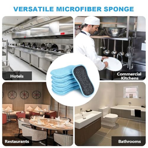 HOMEXCEL 12 Pack Multi-Purpose Scrub Sponges Kitchen, Dish Sponge, Non-Scratch Microfiber Sponge for Efficiently Cleaning Dishes, Pots, and Pans, Blue - color: Blue