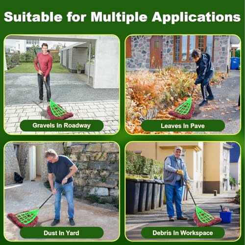 Outdoor Broom Heavy Duty, Adjustable Handle Wide Coverage Broom, Lightweight Plastic Broom for Factory, Office, Patio, Yard & Garden Cleaning