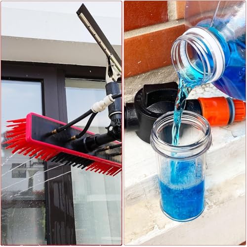 Window Cleaning Poles, Water Fed Pole Kit, Water Fed Brush W/Squeegee Water Fed Pole Kit for Solar Panel Cleaner(6M/19FT)