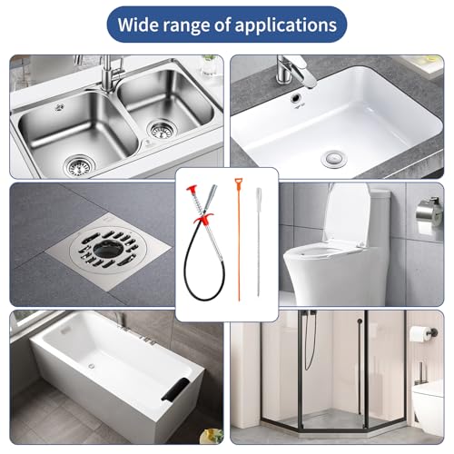 34inch Drain Snake (1pc), 25inch Hair Drain Clog Remover (10 pcs) & 18Inch Cleaner Brush (2 pcs), Sink Plumbing Snake Drain Tool Unclogger Tool Set For Kitchen, Bathroom Tub, Sewer, Toilet - style: 10pcs 25inch+1pcs 34inch+2pcs Cleaner Brush