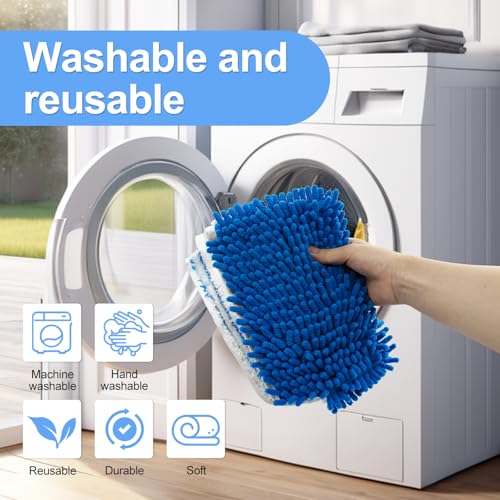 3 Pack Mop Heads Replacements Compatible for Ocedar Dual-Action Microfiber Flip Mop, Double Sided Mop Replace Head Mop Refills with Microfiber & Chenille for Dry Wet Use, Reusable, Machine Washable - color: Bule-white Mop Heads Replacements for Ocedar Dua