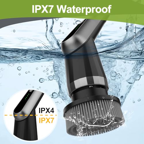 WKY-Electric Spin Scrubber - Upgraded 10-in-1 IPX7 Waterproof Shower Scrubber, Retractable Handle & 2-Speed for Toilet, Bathroom, Bathtub, Tile Floors - color: Black&lgray
