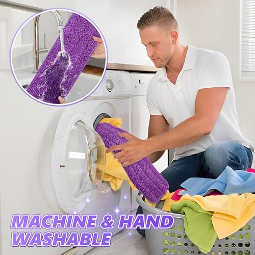 Microfiber Mops for Floor Cleaning - BPAWA Flat Floor Mop with 8 Reusable Washable Mop Pads fit for Swiffer Powermop Kitchen Wet Dry Dust Mop for Hardwood Laminate Wood Tile Ceramic Vinyl Wall Floors