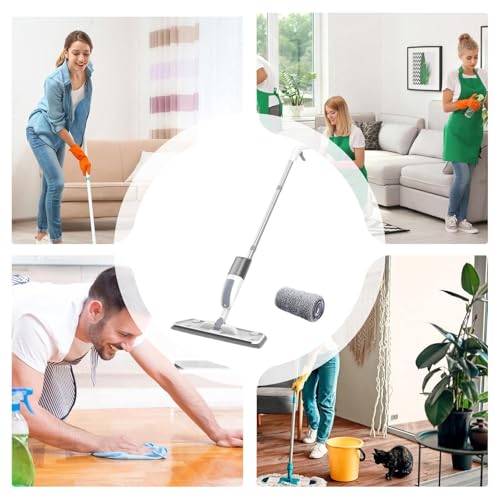Spray Mop - Abs/pp/Stainless Steel Floor Mop | Time Saving Dust Mops, Comfortable Handle Fine Fiber Dry Wet Home Cleaning Tools with Washable Pad for Kitchen Home Tile Laminate Apartment Bathroom