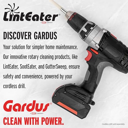 Dryer Vent Duct Cleaning Kit - Gardus RLE202 LintEater Rotary Dryer Vent Cleaner Kit, Removes Lint, Dryer Vent Cleaning System Extends Up to 12’ with 4 Flexible 3' Rods, Air Duct Cleaning Tools - style: 12' Screw-Connect Kit