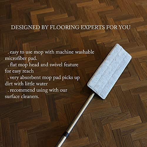Rhodium Floors Professional Microfiber Mop for Hardwood, Laminate, Tile Floor Cleaning, Stainless Steel Handle with a Reusable Flat Mop Pad